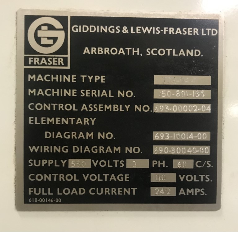 Giddings &amp; Lewis Fraser 70A-D4-T, Machine ID: 8002